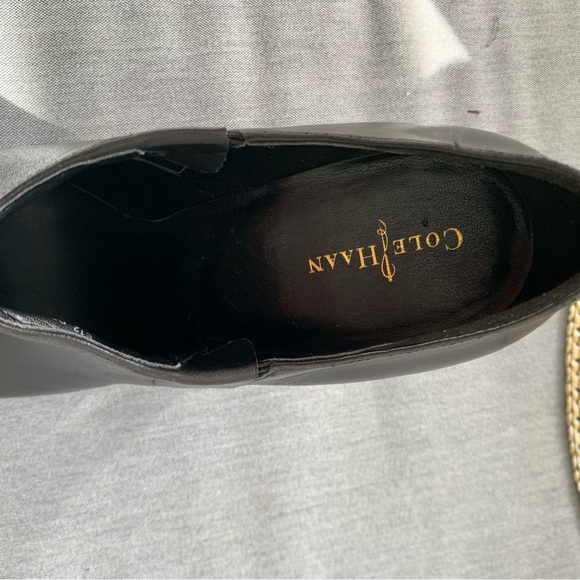 COLE HAAN SHOE BOOTIES BLACK LEATHER ANKLE BOOTS SIZE 9-1/2B, SLIP-ON, DESIGNER - Picture 5 of 6